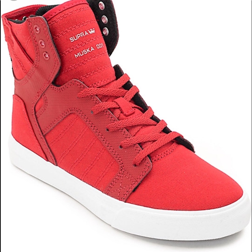 Red high top Supra worn a couple of times